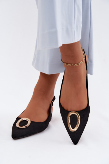 Moteriškos basutės su plačiais kulniukais su ornamentais juodos spalvos Sparkle 2