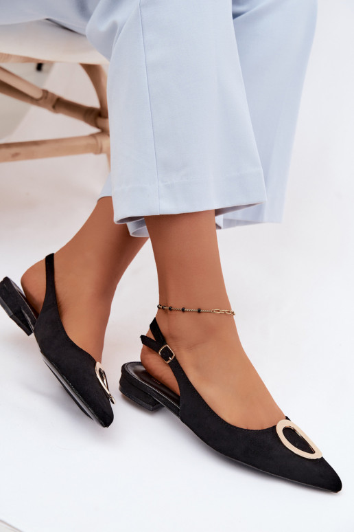 Moteriškos basutės su plačiais kulniukais su ornamentais juodos spalvos Sparkle