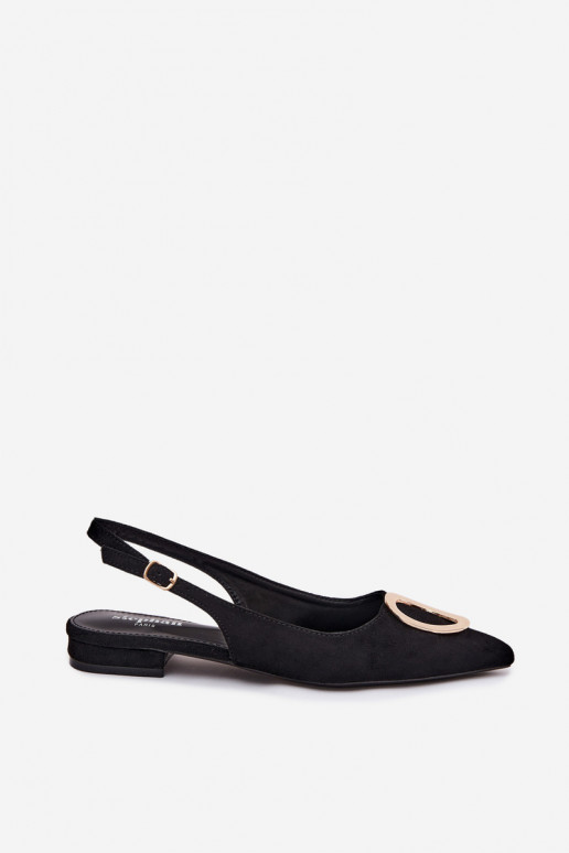 Moteriškos basutės su plačiais kulniukais su ornamentais juodos spalvos Sparkle