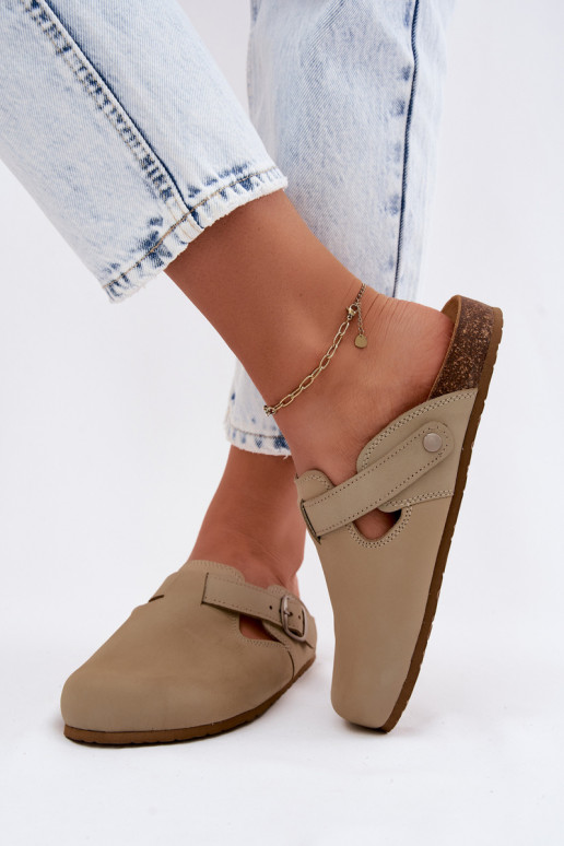 Odinės šlepetės Mule su sagtimis Zazoo 1905 PistacjoĮe