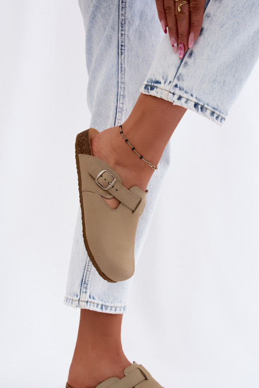 Odinės šlepetės Mule su sagtimis Zazoo 1905 PistacjoĮe