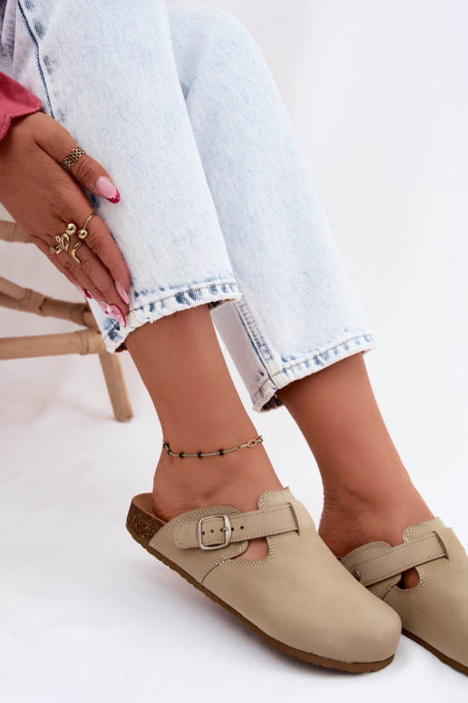 Odinės šlepetės Mule su sagtimis Zazoo 1905 PistacjoĮe