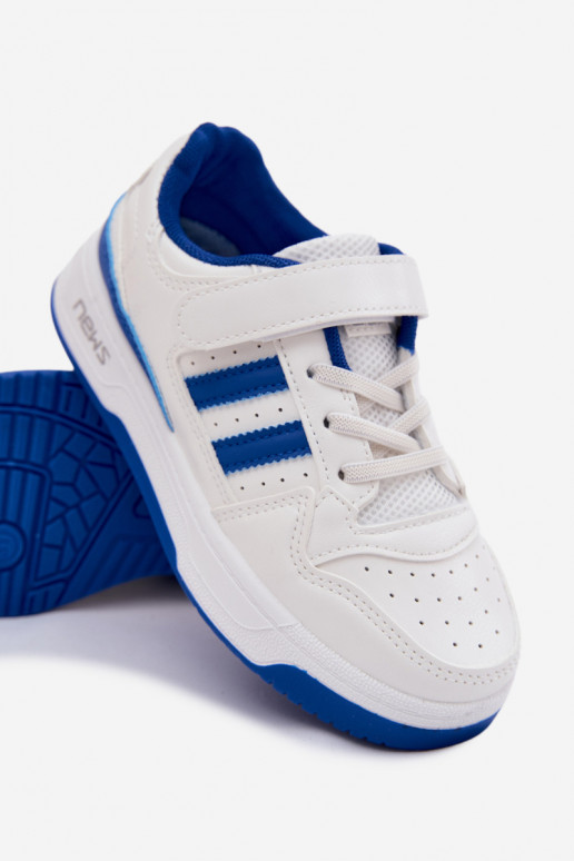 Sneakers modelio batai Vaikiški su lipniais užsegimais Baltos-mėlynos spalvos Neressa