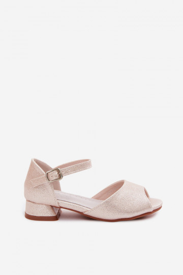 Blizgantys vaikiški sandalai smėlio spalvos Pebble 2