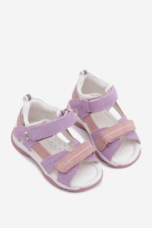 Zomšinės basutės vaikams Bartek 84409-66 violetinės spalvos