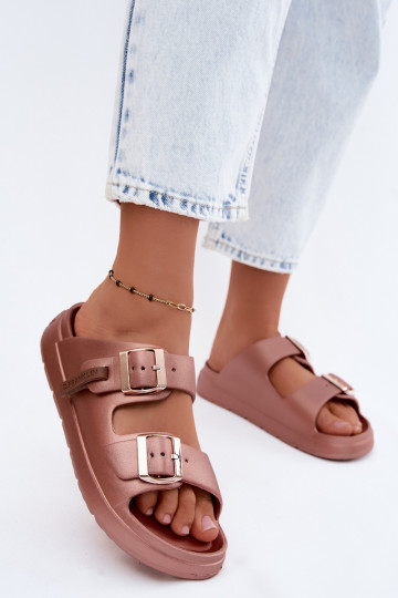 Lengvos moteriškos šlepetės su sagtimis D.Franklin DFSH413002 rausvo aukso spalvos 2