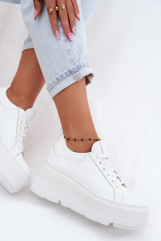 Oda Sneakers modelio batai su platforma Zazoo N1000S3 baltos spalvos
