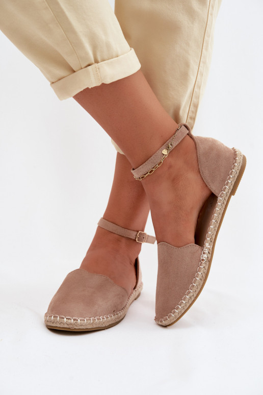 EspadrilėssuImitacji iš zomšosu Vinceza 23-34594 smėlio spalvos