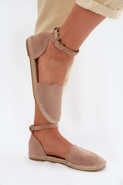EspadrilėssuImitacji iš zomšosu Vinceza 23-34594 smėlio spalvos