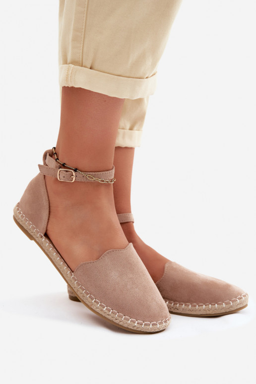 EspadrilėssuImitacji iš zomšosu Vinceza 23-34594 smėlio spalvos