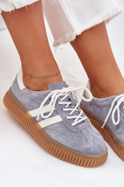 iš zomšos Sneakers modelio batai Moteriškas su platforma mėlynos spalvos Tai turirisae