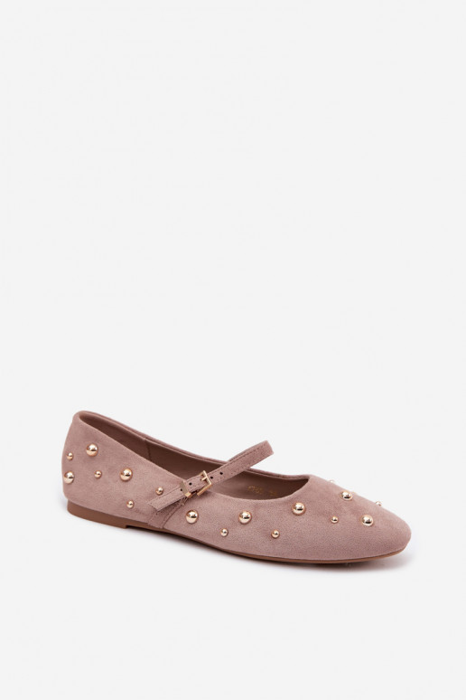 Balerinos su dekoracija ir juostelėmis smėlio spalvos Cuddly