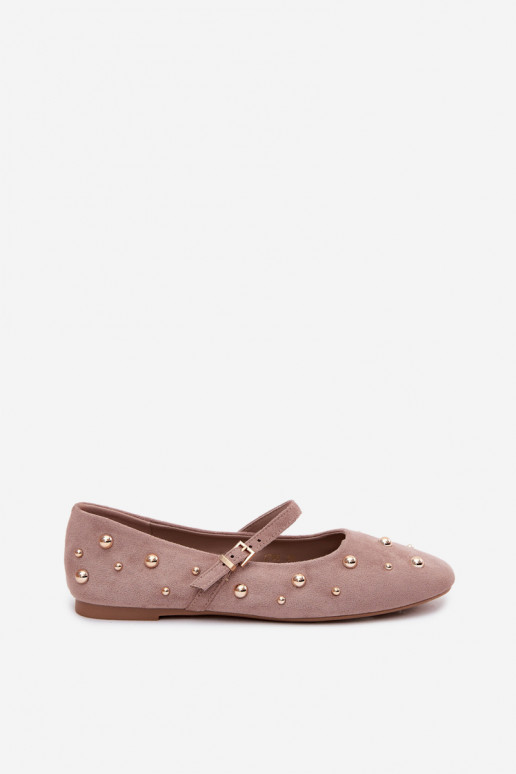 Balerinos su dekoracija ir juostelėmis smėlio spalvos Cuddly