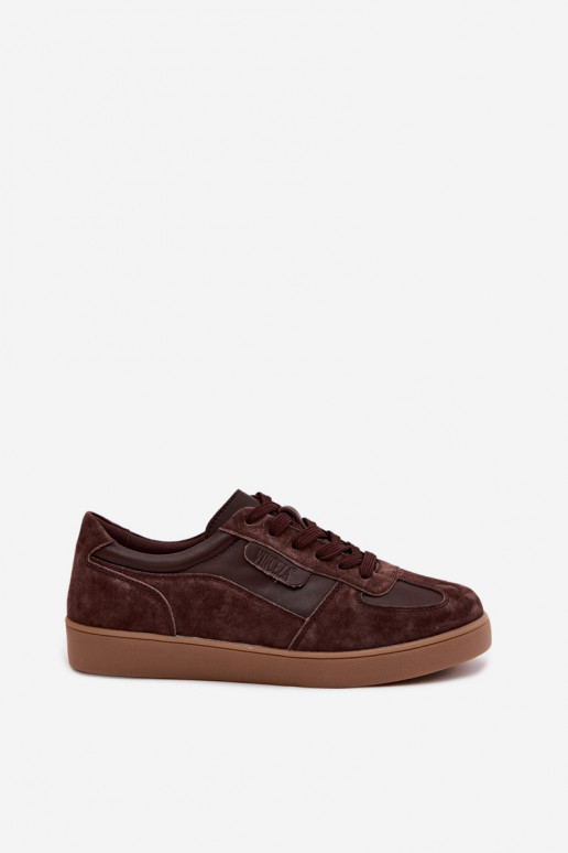 Zomšo sneakers modelio moteriškas batai Vinceza 7933 šokolado spalvos