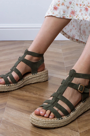 Žalios spalvos espadrilės sandalai ant žemos platformos Amur 2