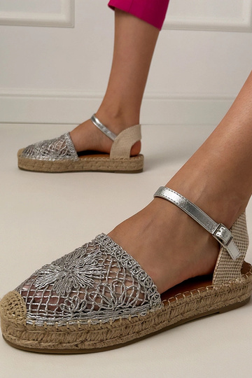 Sidabrinės ažūrinės espadrilės basutės Santos 2