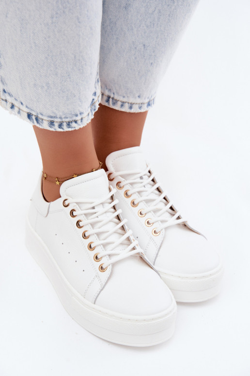 Oda Sneakers modelio batai Moteriškas su platforma Zazoo N408S7 baltos spalvos