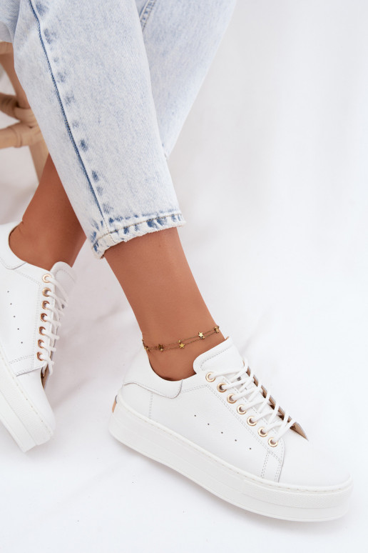 Oda Sneakers modelio batai Moteriškas su platforma Zazoo N408S7 baltos spalvos