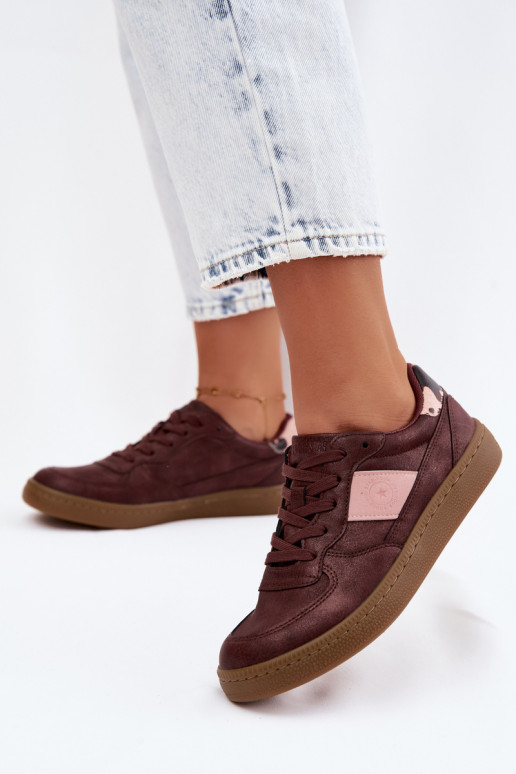 Blizgantys sportbačiai moterims Big Star UU274016 bordo spalvos