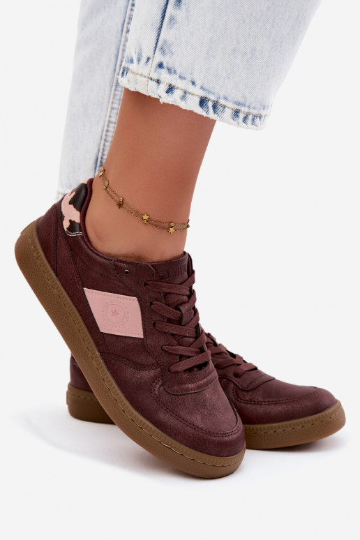Blizgantys sportbačiai moterims Big Star UU274016 bordo spalvos