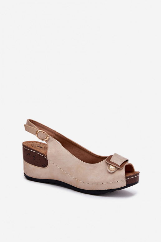 Moteriškas Lengvos platforminės basutės Comfort Shoes smėlio spalvos-aukso spalvos Efravia