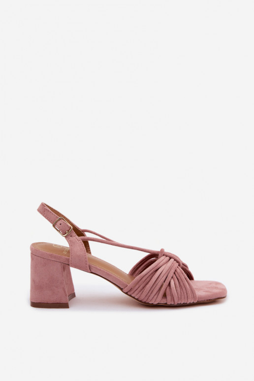Moteriškos basutės su juostelėmis ir kulniukais rožinės spalvos Taffina