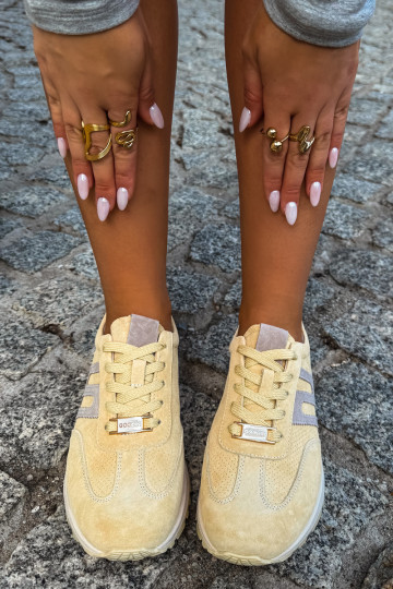 sportiniai bateliai Sneakers modelio bataisuĮjungtaturalnego iš zomšosu Moteriškas geltonos spalvos Lovey 2