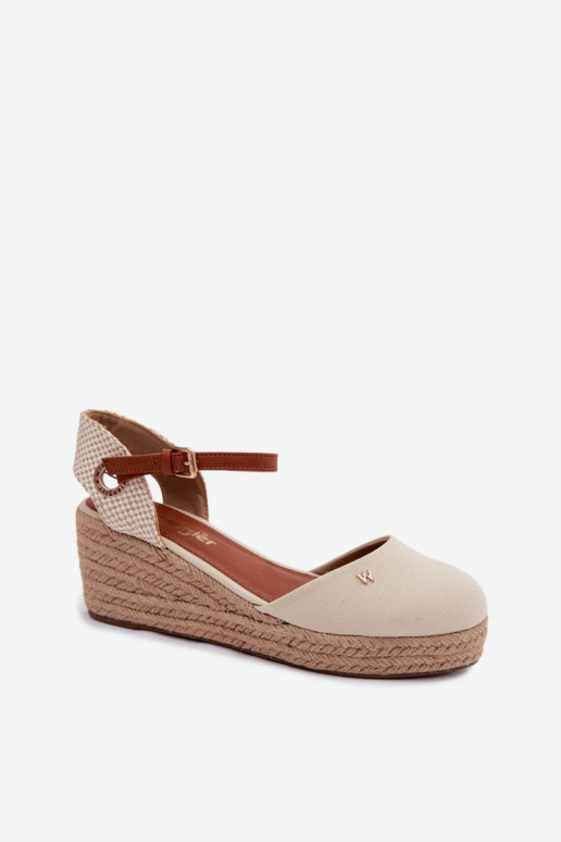 Smėlio spalvos espadrilės su platforma