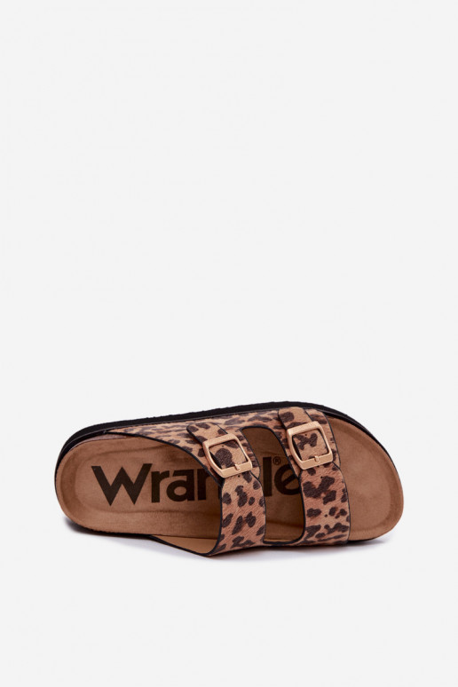 Moteriškos šlepetės su platforma ir sagtimis, leopardo rašto