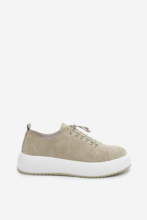 batai Sneakers modelio batai su platformasuĮjungtaturalnego iš zomšosu mėtinės spalvos Blushy