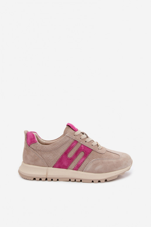 sportiniai bateliai Sneakers modelio bataisuĮjungtaturalnego iš zomšosu Moteriškas smėlio spalvos Lovey