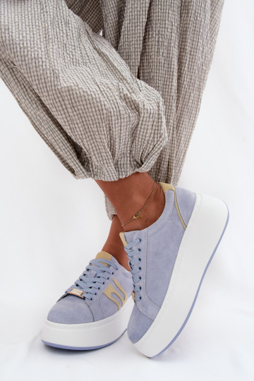 Sneakers modelio batai Moteriškas su platforma natūralios zomšosoĮa mėlynos spalvos Salima 2