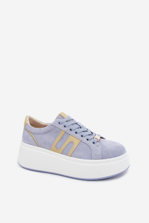 Sneakers modelio batai Moteriškas su platforma natūralios zomšosoĮa mėlynos spalvos Salima