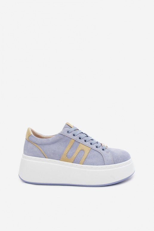 Sneakers modelio batai Moteriškas su platforma natūralios zomšosoĮa mėlynos spalvos Salima