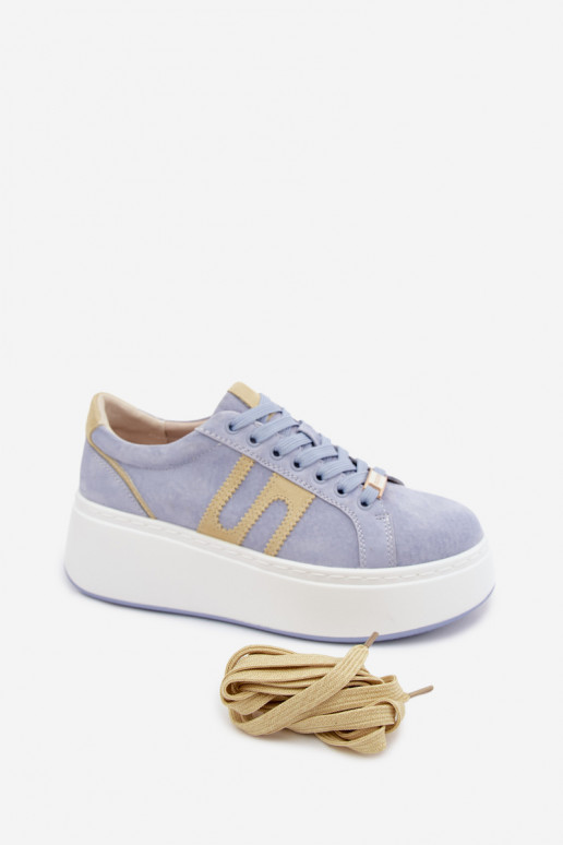 Sneakers modelio batai Moteriškas su platforma natūralios zomšosoĮa mėlynos spalvos Salima