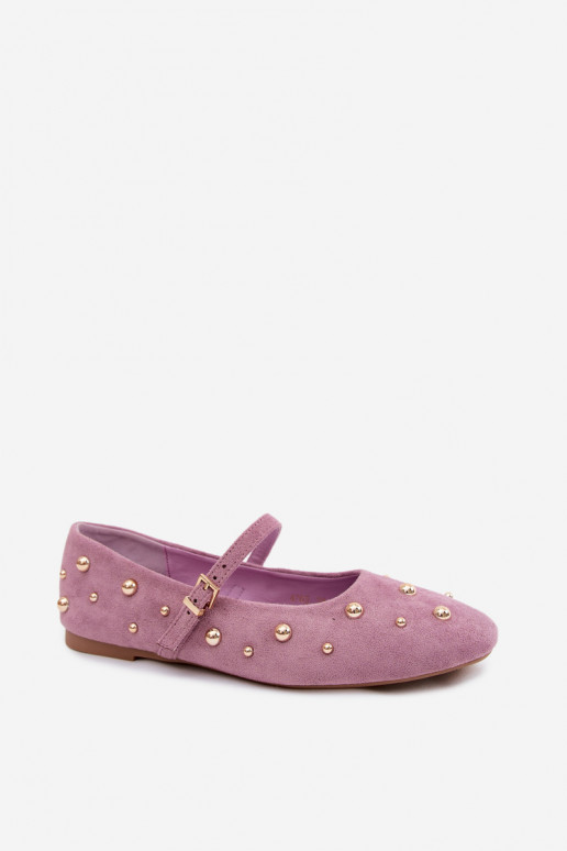 Balerinos su dekoracija ir juostelėmis violetinės spalvos Cuddly