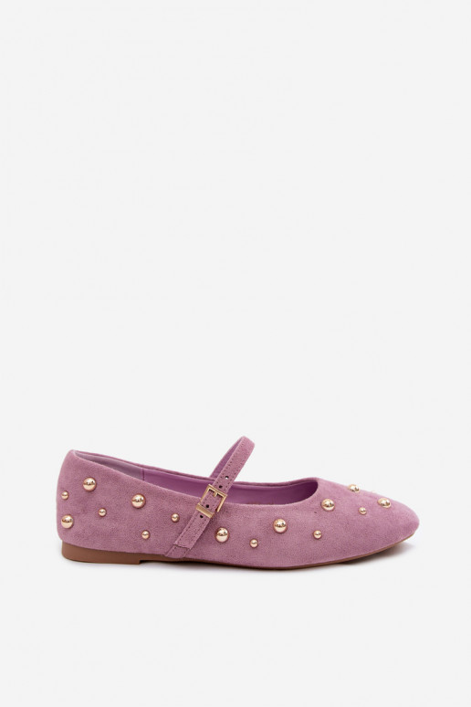 Balerinos su dekoracija ir juostelėmis violetinės spalvos Cuddly