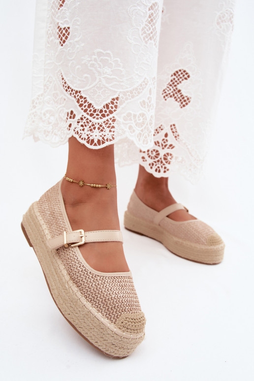 Smėlio spalvos espadrilės su dirželiais ant platformos Coastina