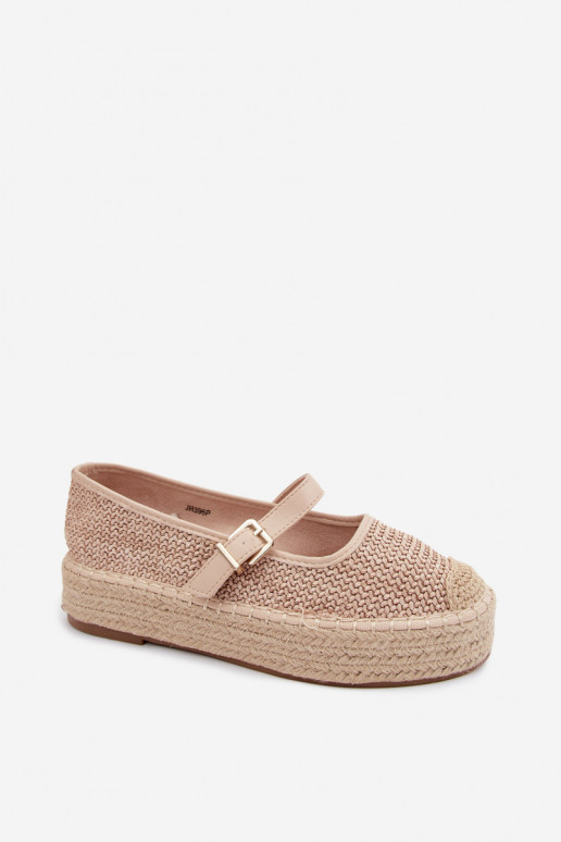 Smėlio spalvos espadrilės su dirželiais ant platformos Coastina