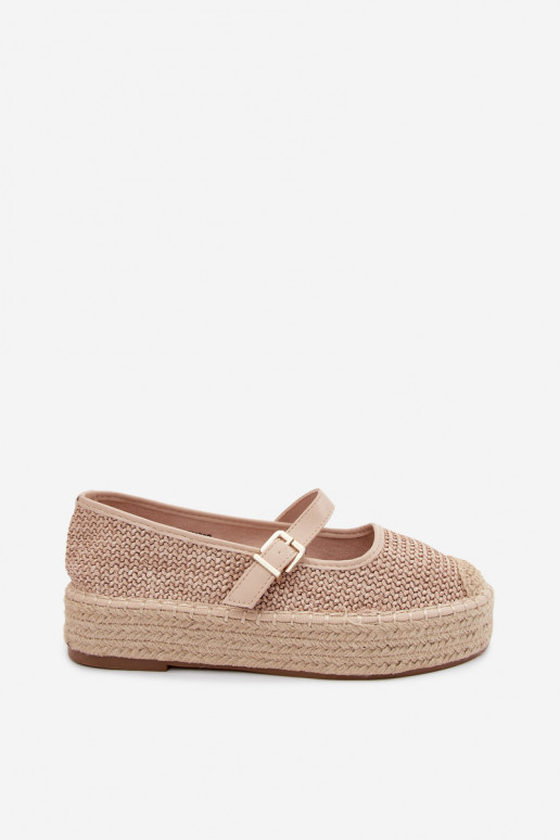 Smėlio spalvos espadrilės su dirželiais ant platformos Coastina