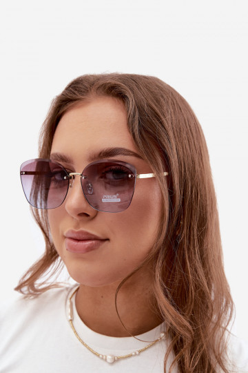Akiniai nuo saulės berėmiai su UV 400 filtru violetinės spalvos