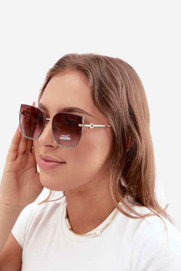 Akiniai nuo saulės berėmiai katės akių tipo su UV 400 filtru rudos-mėlynos spalvos