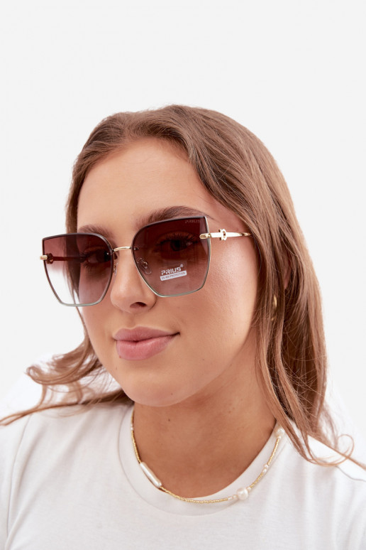Akiniai nuo saulės berėmiai katės akių tipo su UV 400 filtru rudos-mėlynos spalvos