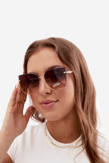 Akiniai nuo saulės berėmiai katės akių tipo su UV 400 filtru rudos spalvos