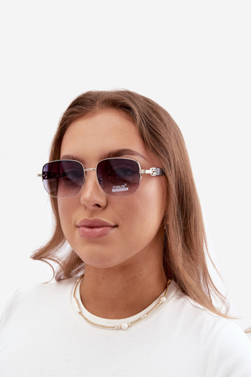 Akiniai nuo saulės su plonais rėmeliais ir UV filtru pilkos-juodos spalvos