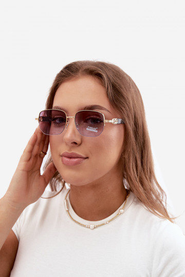 Akiniai nuo saulės su plonais rėmeliais ir UV filtru, violetinės spalvos