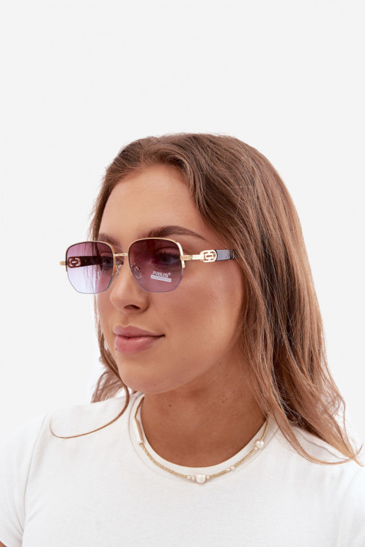 Akiniai nuo saulės su plonais rėmeliais ir UV filtru, violetinės spalvos