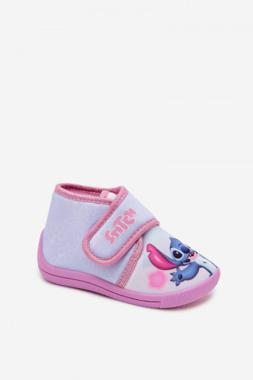 Vaikiškos šlepetės su lipniais užsegimais STITCH rožinės spalvos