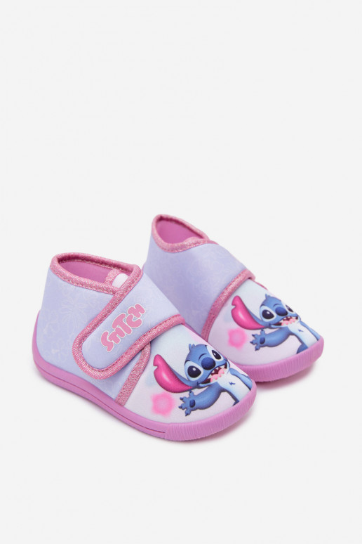 Vaikiškos šlepetės su lipniais užsegimais STITCH rožinės spalvos