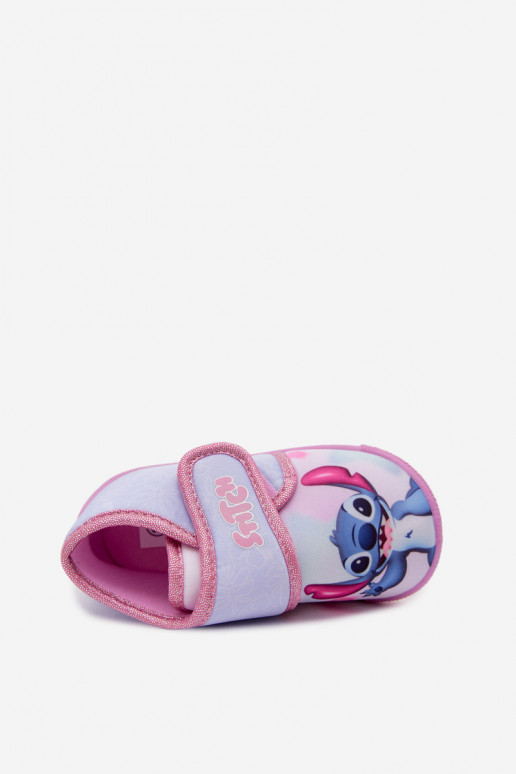 Vaikiškos šlepetės su lipniais užsegimais STITCH rožinės spalvos